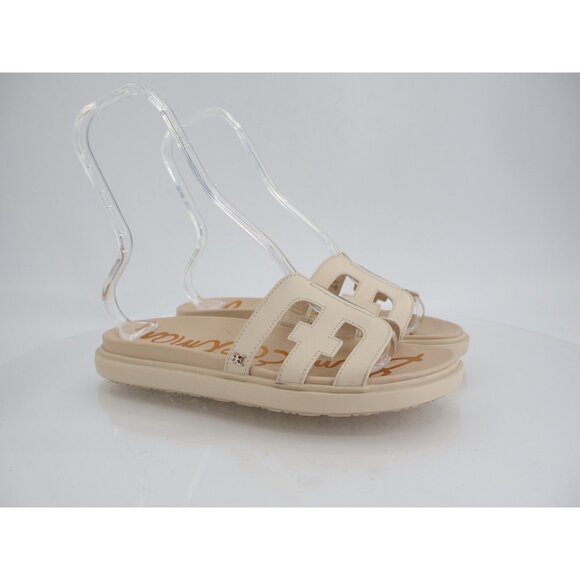 Sam Edelman Valeri Slide Women Size 8.5 Wide Ivory Leather Platform Slip On Flat - Picture 1 of 15